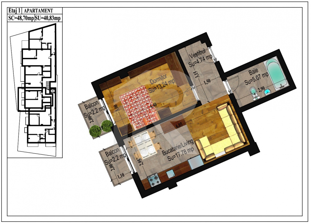 Vanzare apartament 2 camere Traian